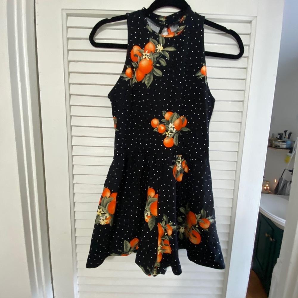 Orange printed A-line Mini dress